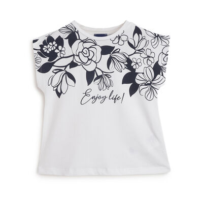 Girls Floral Printed Short Sleeve T-Shirt